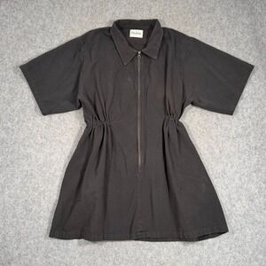 Noble Ash Black Half Zip Short Sleeve Mini Utility Dress Women's Size 1X